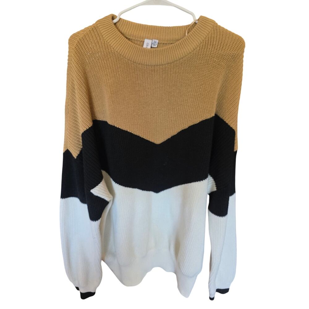 Grace & Karma Colorblock Sweater 3x Womens Plus Size Multicolor Long‎ Sleeve